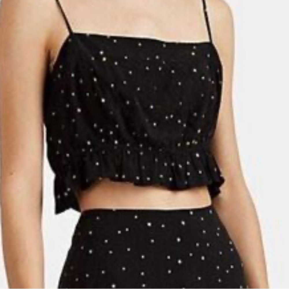 FIVESEVENTYFIVE Black Star Print Crop Top SIZE XS NEW WITH TAGS